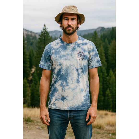 JUNGMAVEN Blue Tie Dye Madre Hemp Short Sleeve T Shirt Tee Top   Mens Size Small - Picture 1 of 8